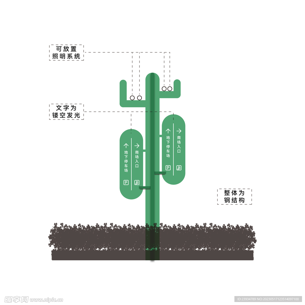 创意商场仙人掌导视牌