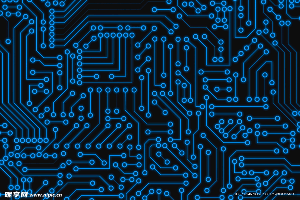 蓝色科技感电子线路板图片