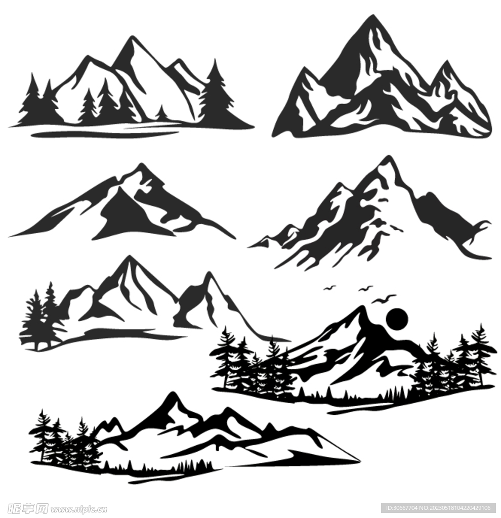 水墨山