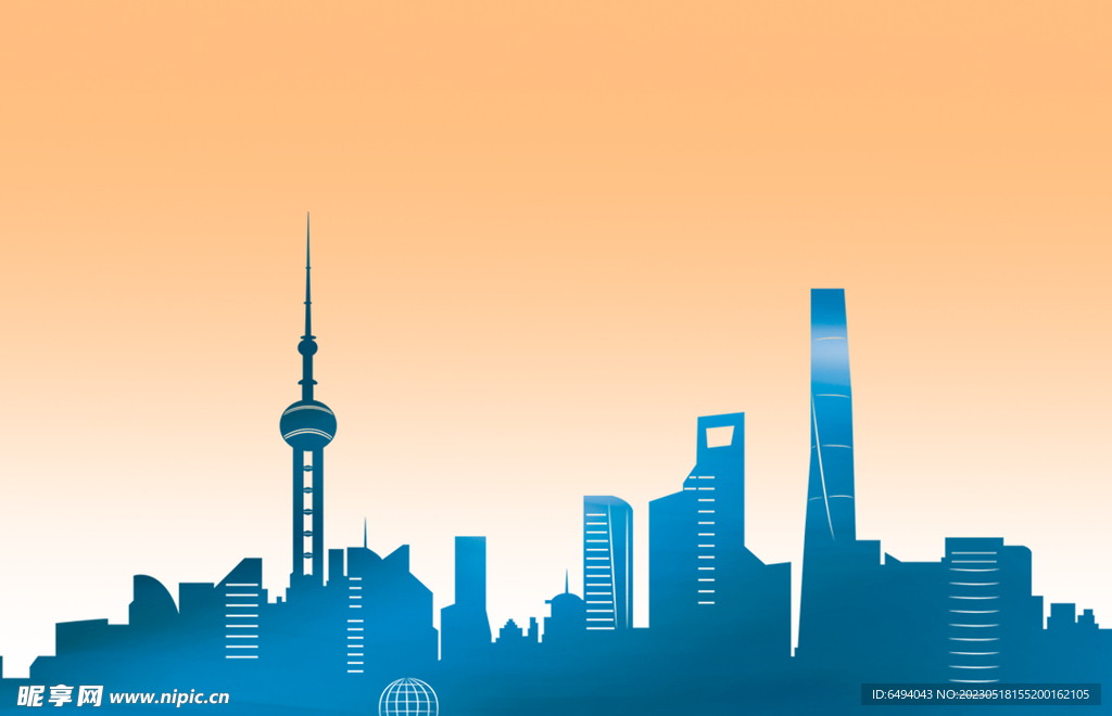 上海标志建筑剪影单层免抠图