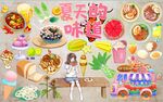 夏天的味道美食背景墙PSD模板
