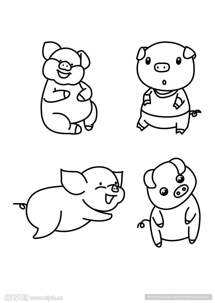手绘简笔猪猪