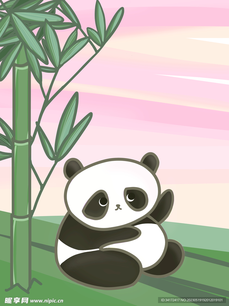 可爱熊猫壁纸插画