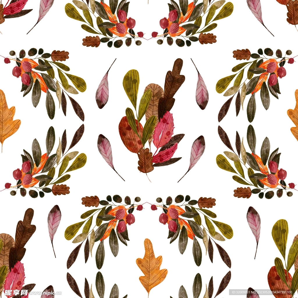 水彩叶子图案         