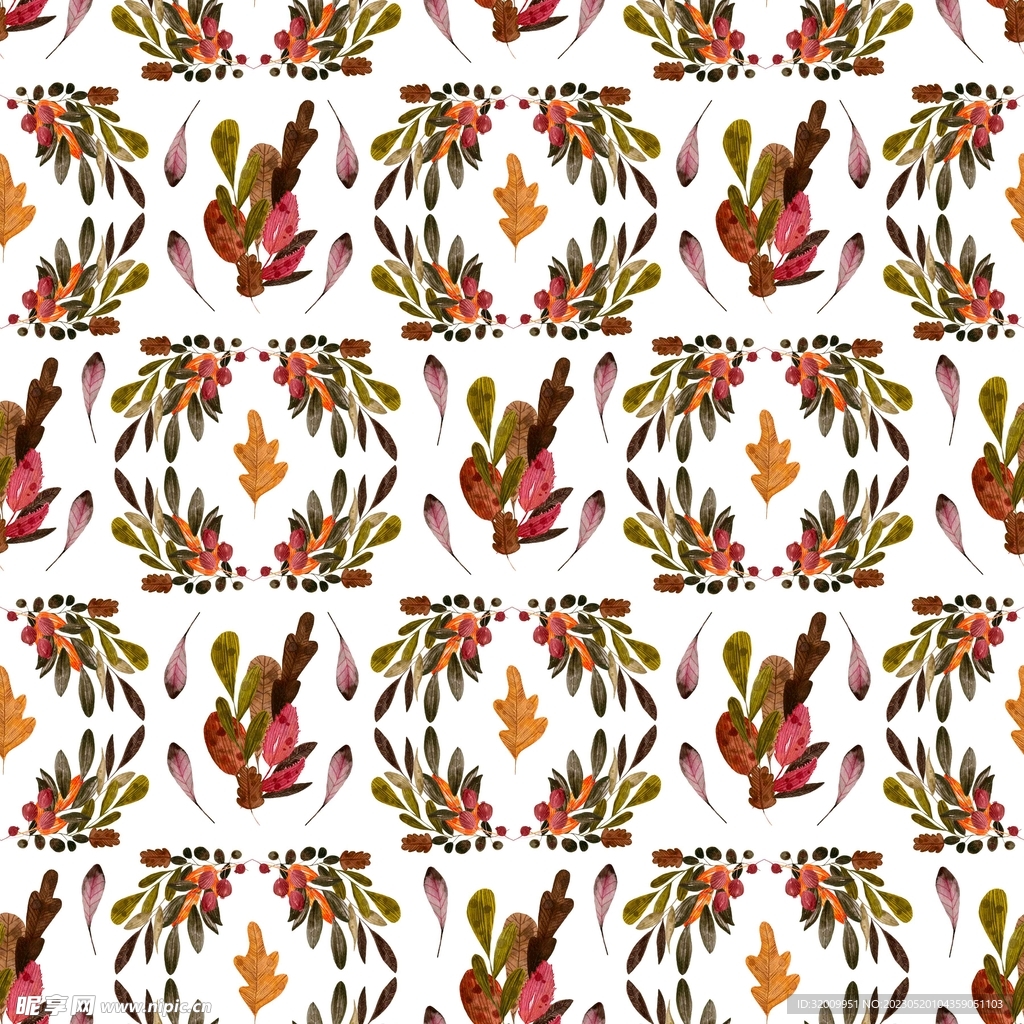水彩叶子图案         