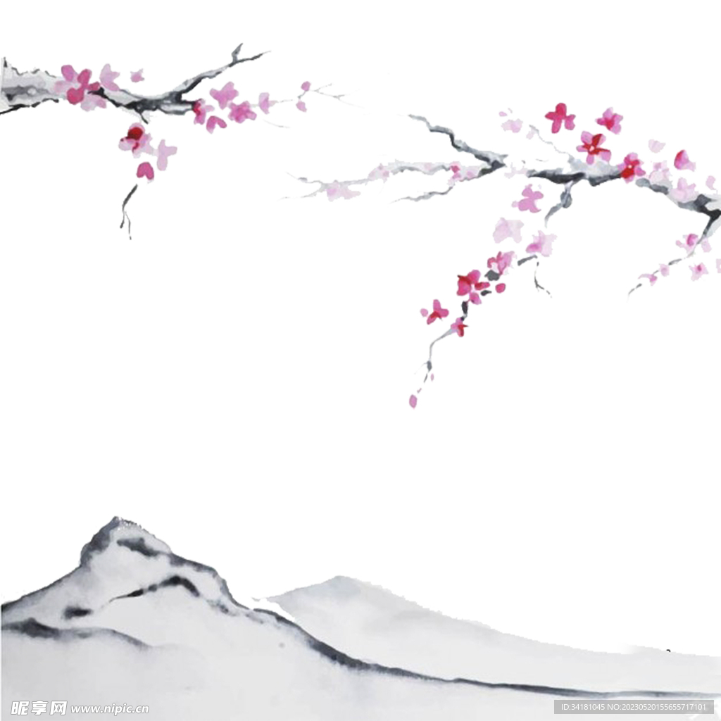 山水墨花鸟