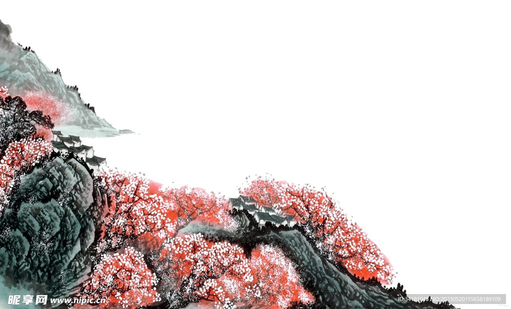 山水墨画鸟
