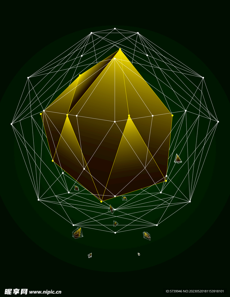 金色多边形几何结构纹理背景图