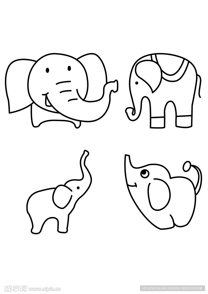 手绘简笔大象