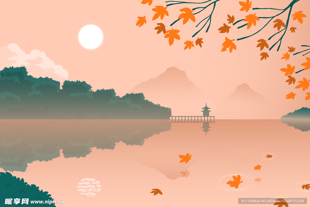 中式风景插画