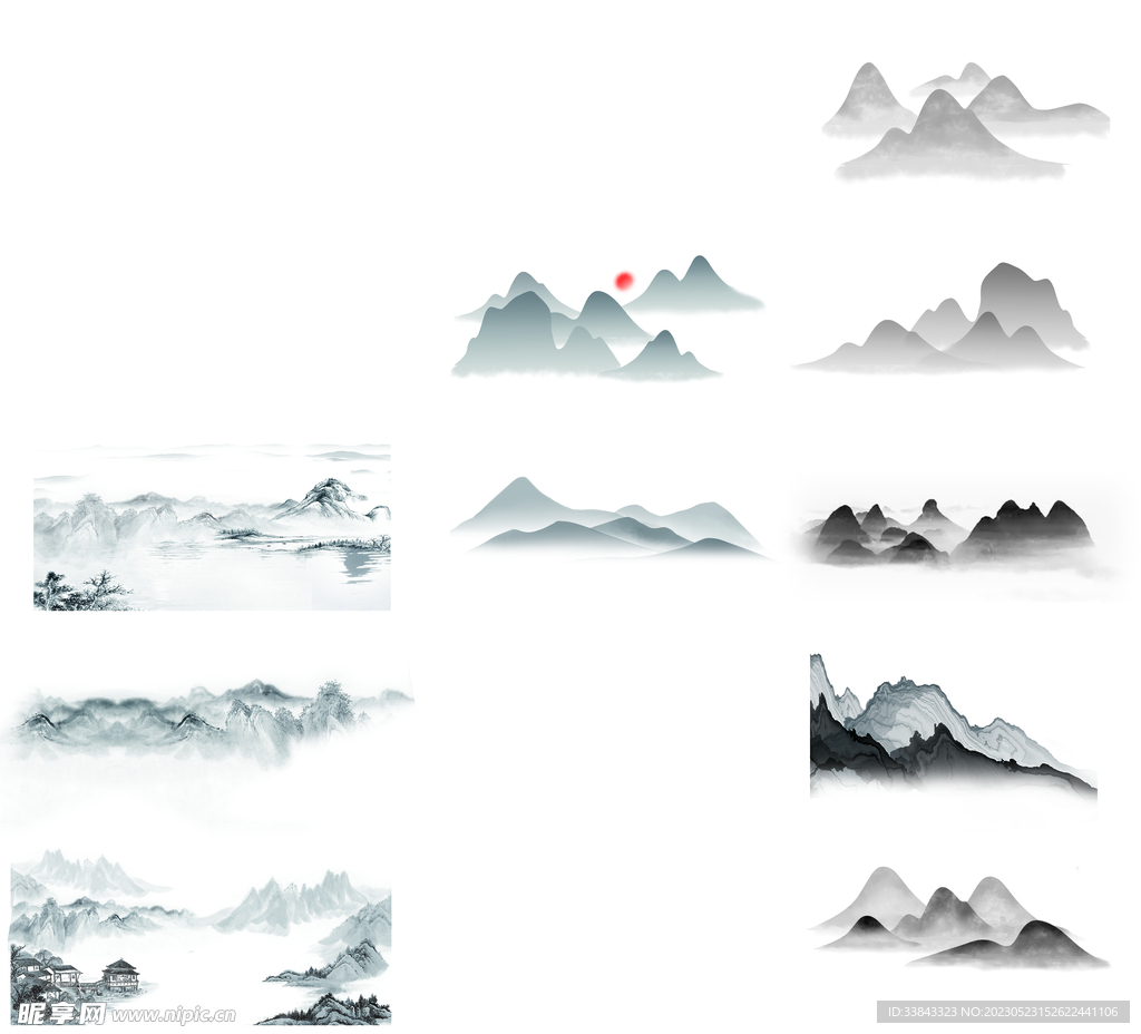 水墨画山