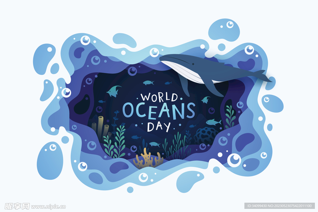 世界海洋日插画