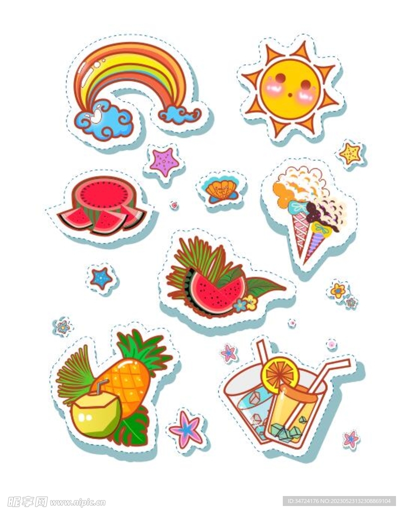 夏日清凉水果元素