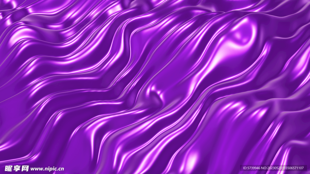 紫色液态塑料感流动波浪线条纹理
