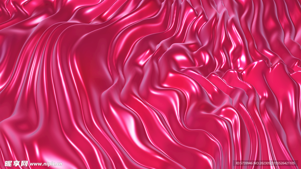 红色液态塑料感流动波浪线条纹理