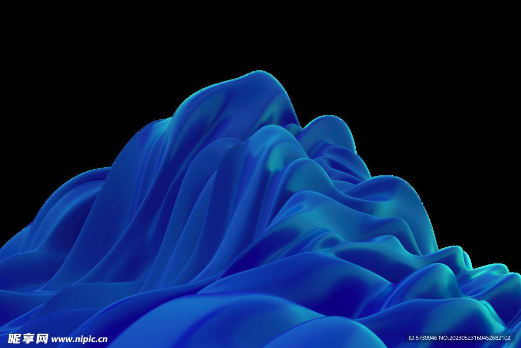 蓝色液态流动波浪抽象线条纹理