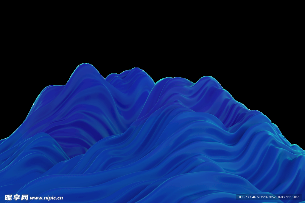 蓝色液态流动波浪抽象线条纹理