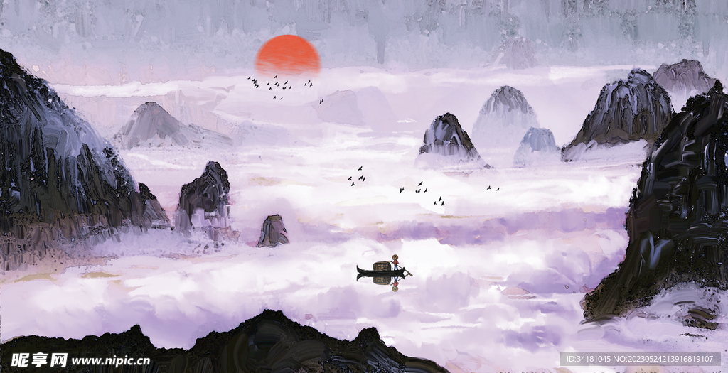 中国风山水墨
