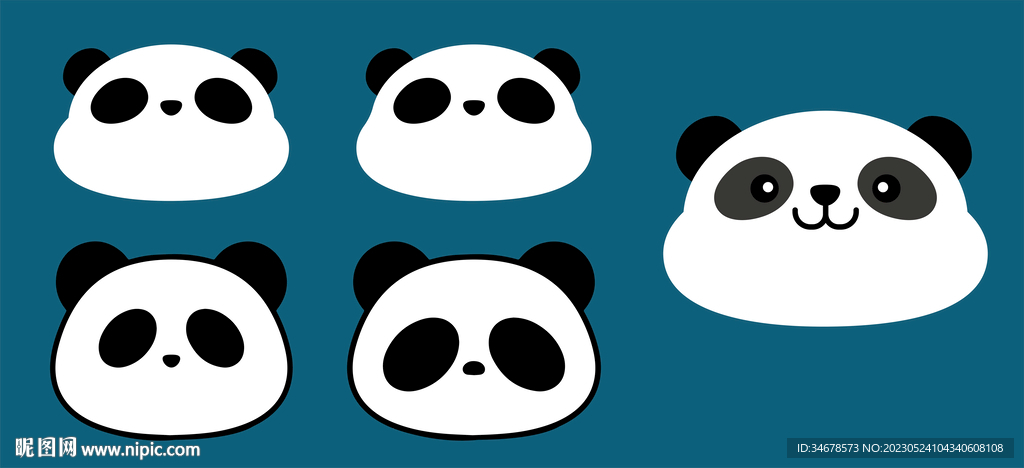 熊猫头矢量插画