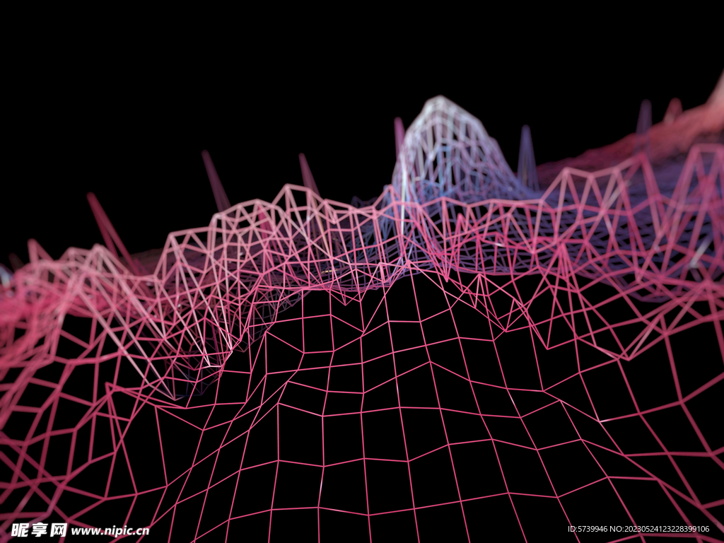 波浪线网格科技素材图片