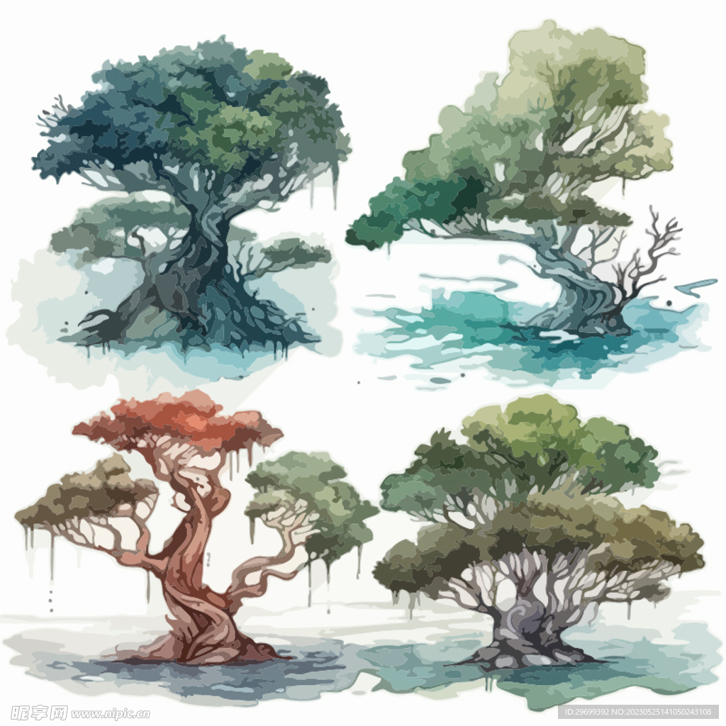 水彩树