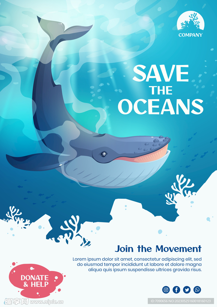 海洋生物插画海报  