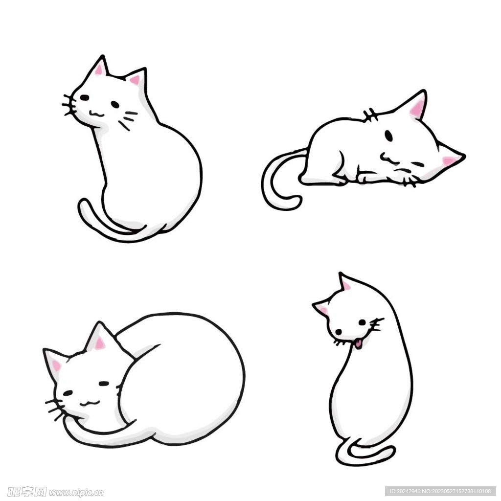 手绘猫咪插画 