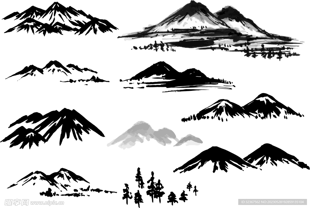矢量山插画