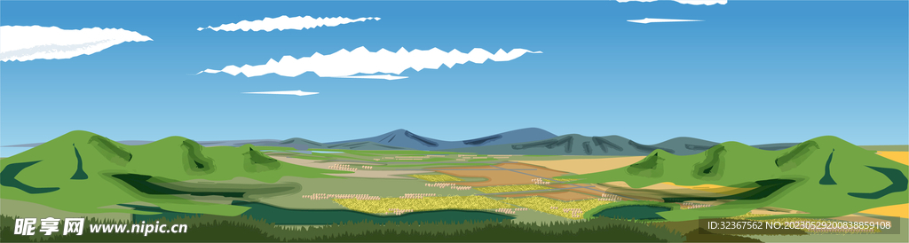 自然景观天空山水矢量背景