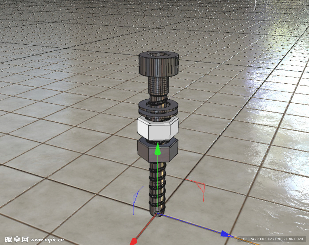 C4D模型螺丝