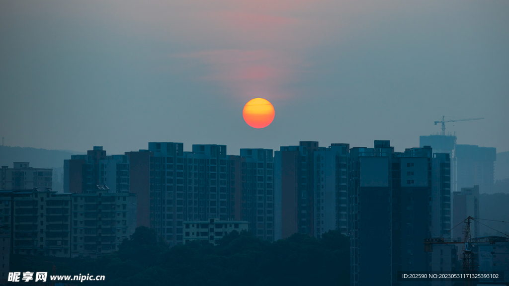  城市 夕阳  