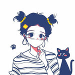 可爱女孩猫咪