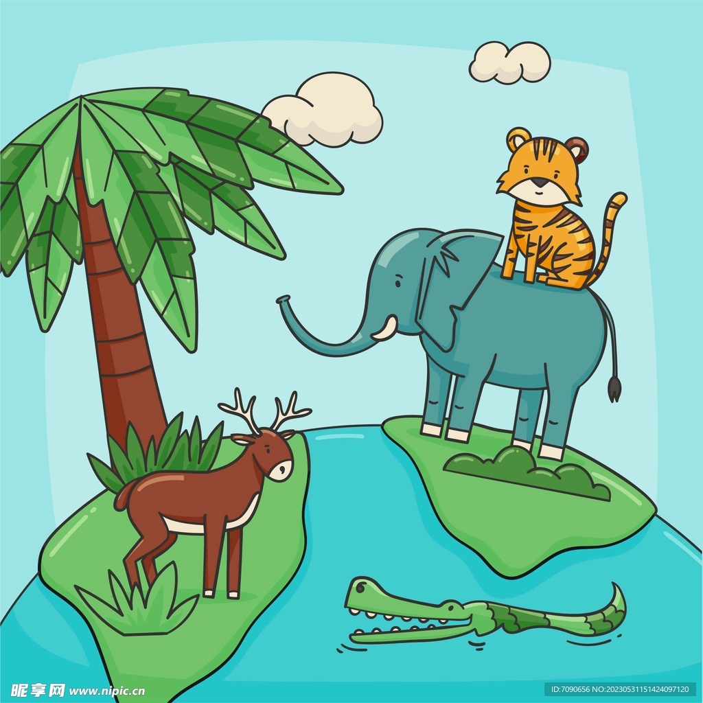 卡通森林动物插画   