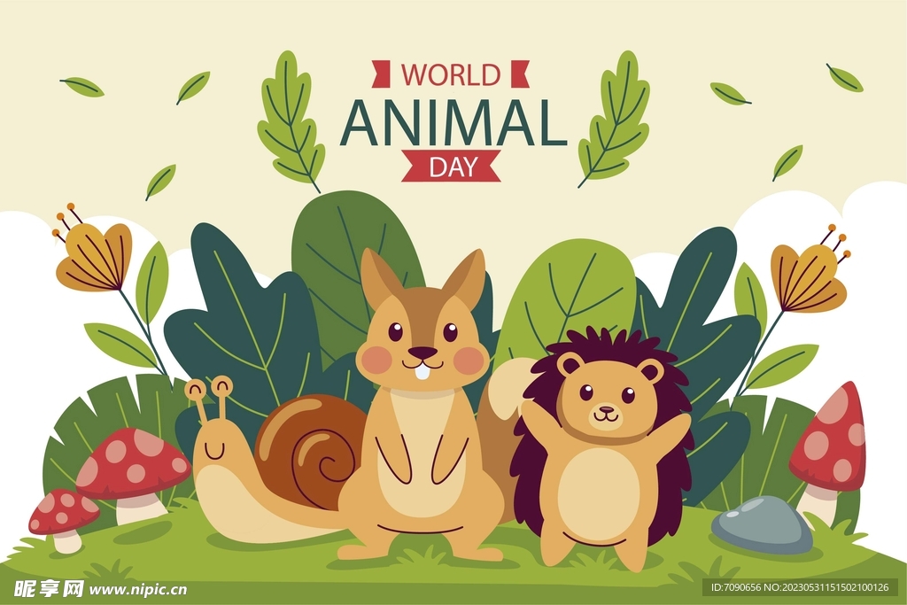卡通森林动物插画   