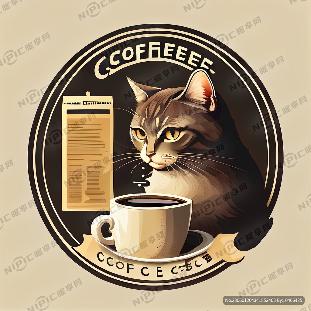 猫和咖啡主题的商标