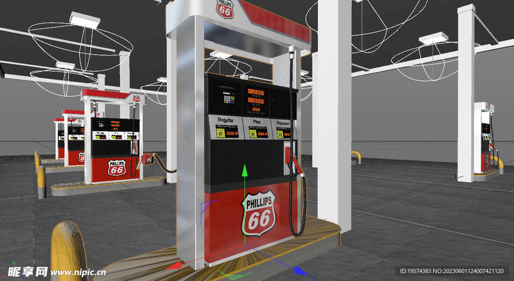 C4D模型 加油站 