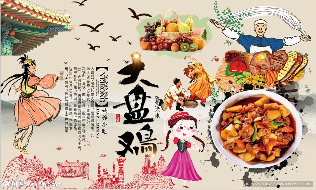 最新大盘鸡背景墙PSD模板下载
