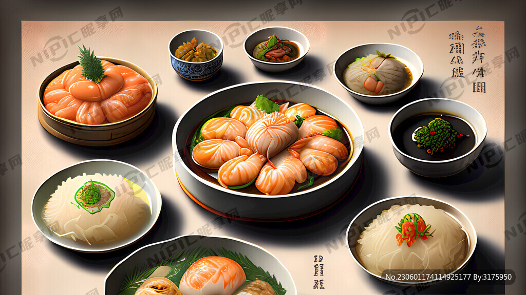 海鲜餐厅菜品多图分布排列
