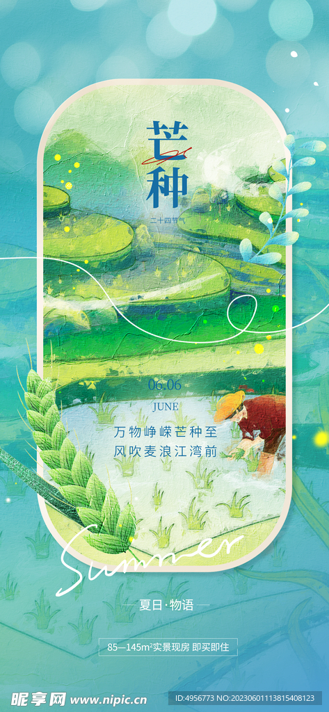 中国传统24节气芒种海报