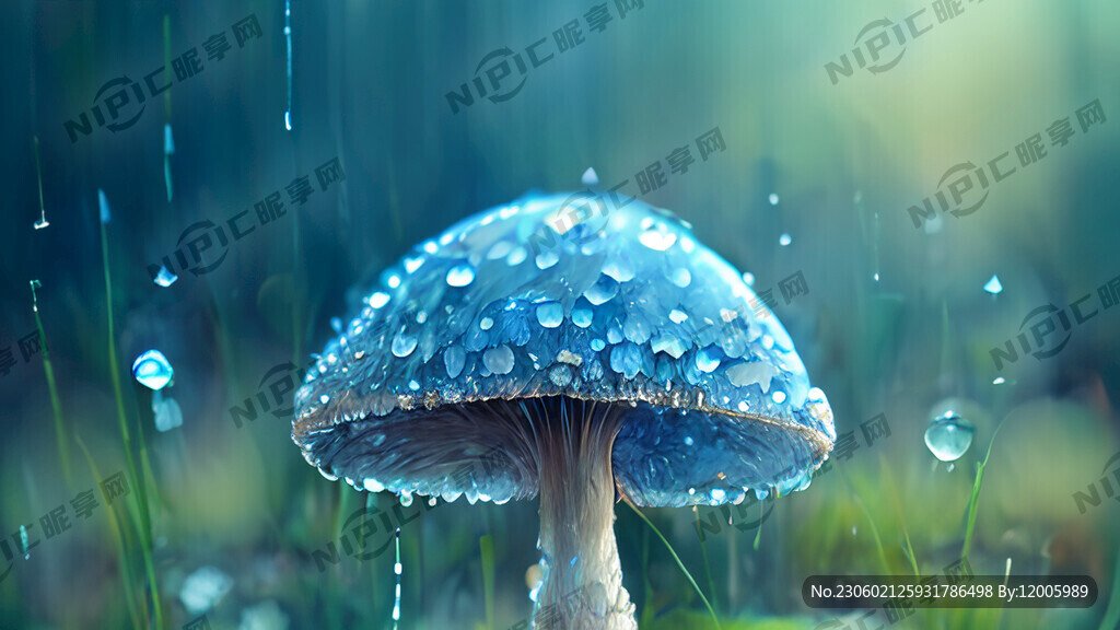 蘑菇 小草 雨滴 森林 梦幻