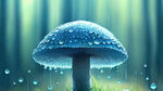 蘑菇  森林  小草 雨滴    梦幻  蓝色