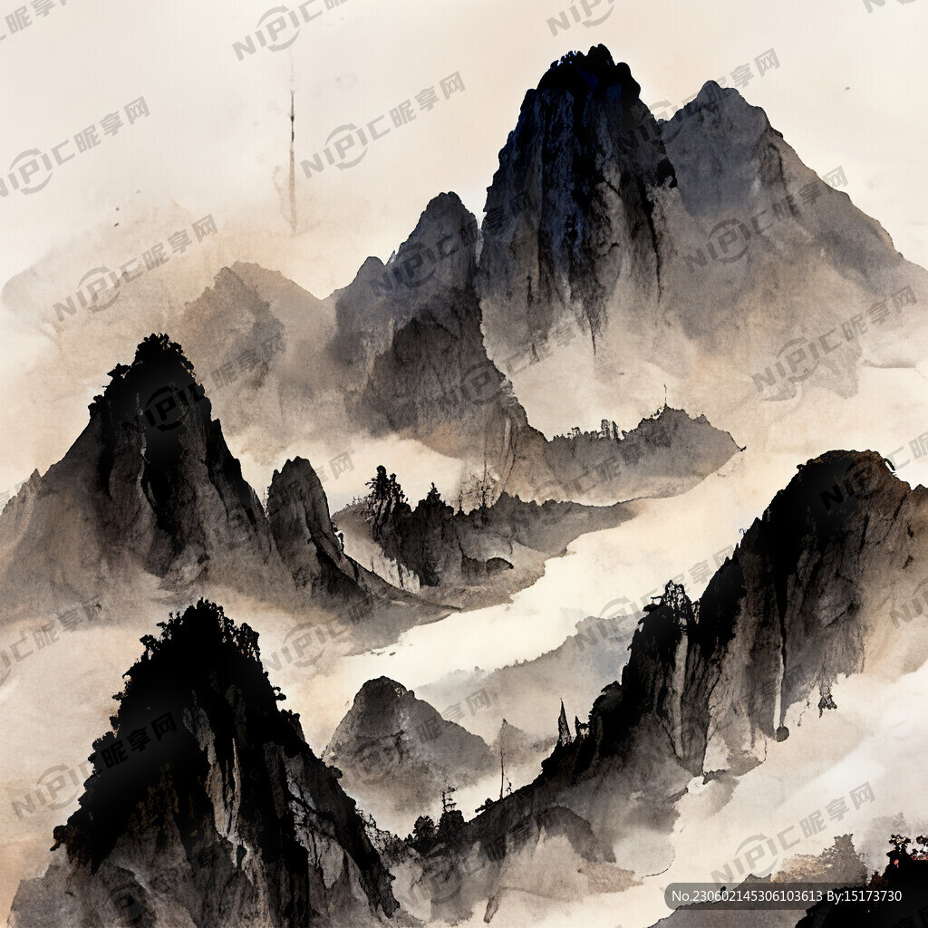 山谷 中国风 中国画 山水
