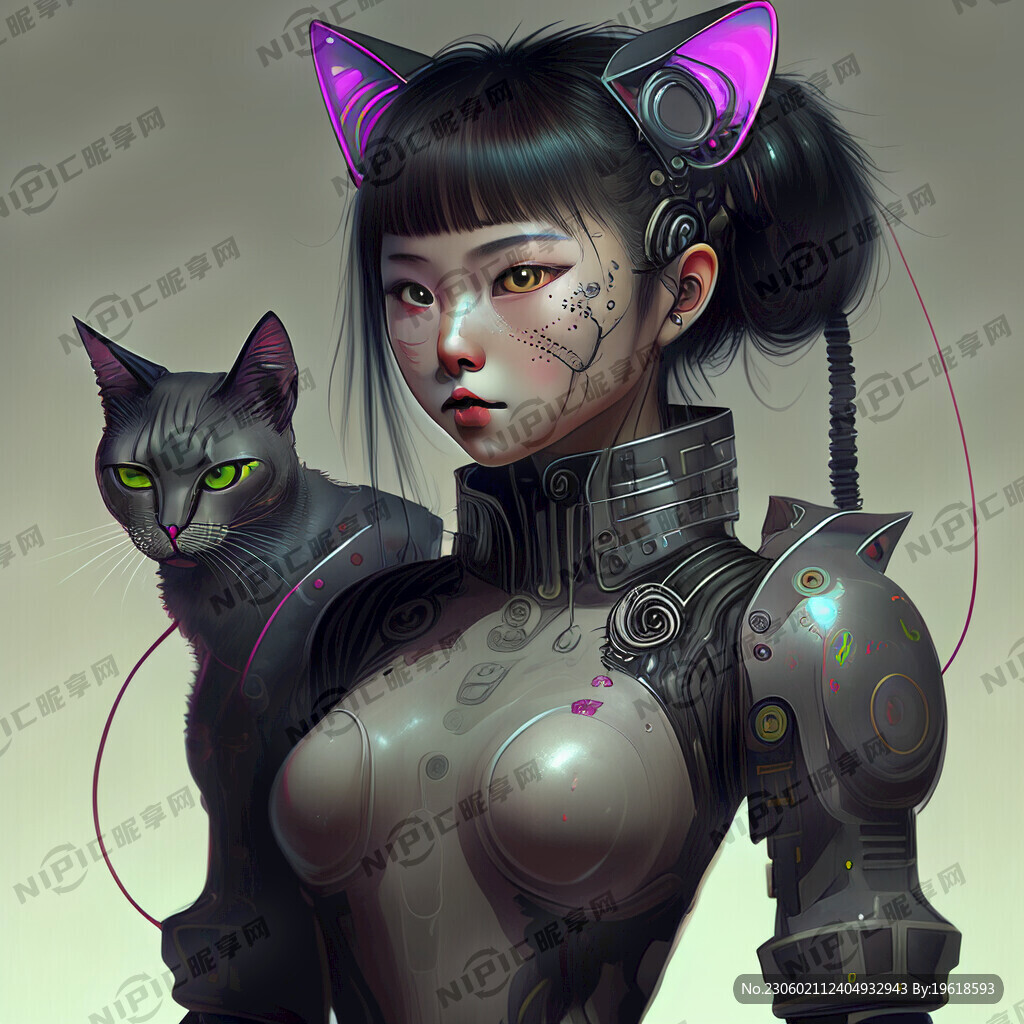 赛博朋克 机械感 猫系少女