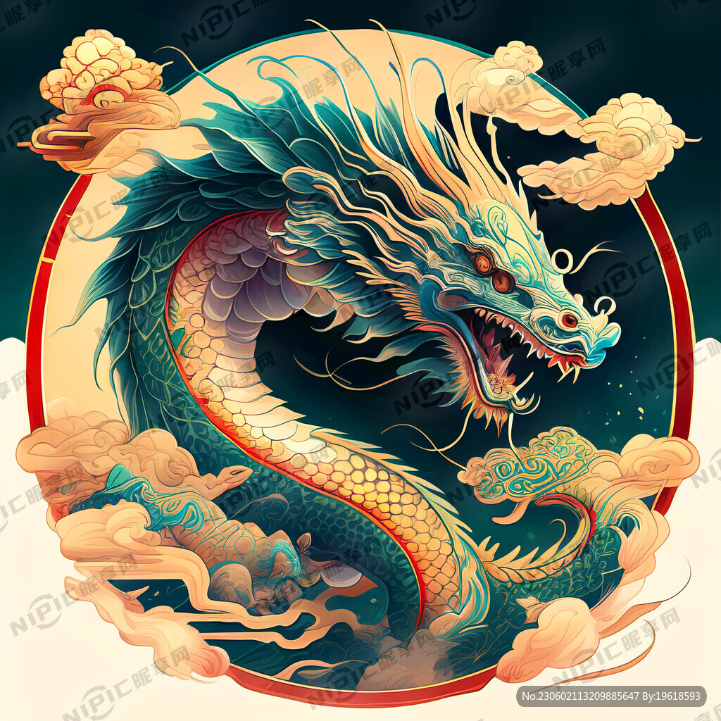 龙 透明感 全息色 可爱 天空