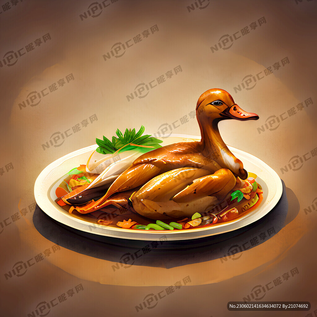 烤鸭 美食 一盘烤鸭
