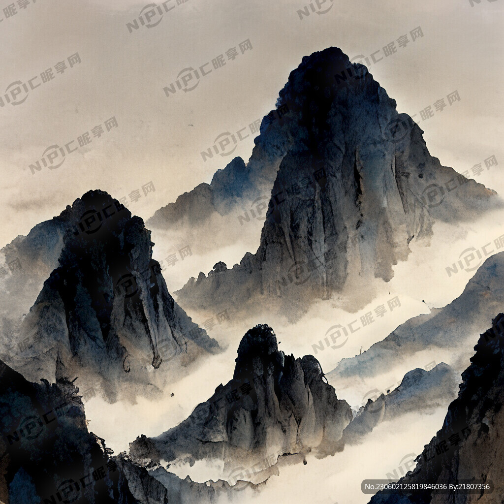 山谷 中国风 中国画 山水