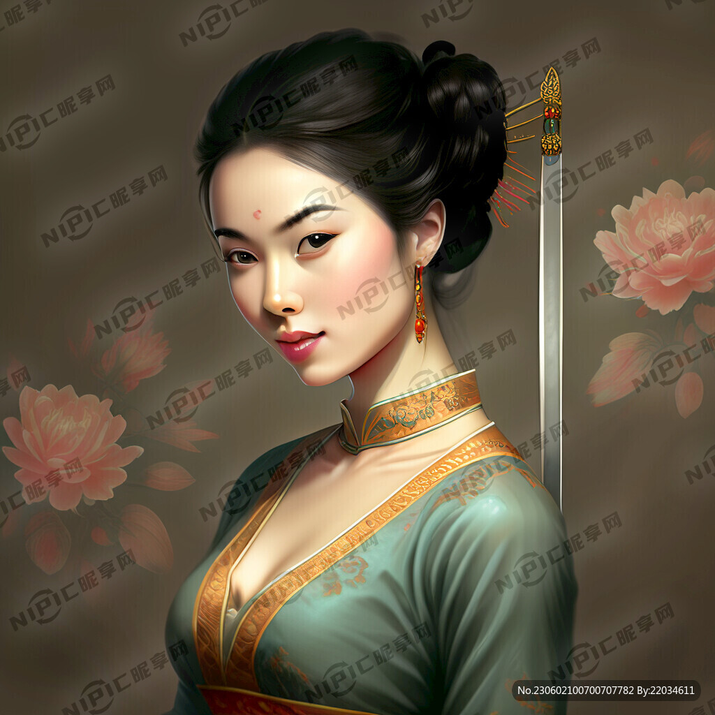 古典 美女 苗条 刀