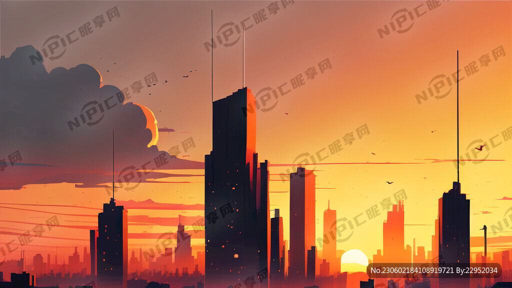 夕阳 城市 氛围感 傍晚