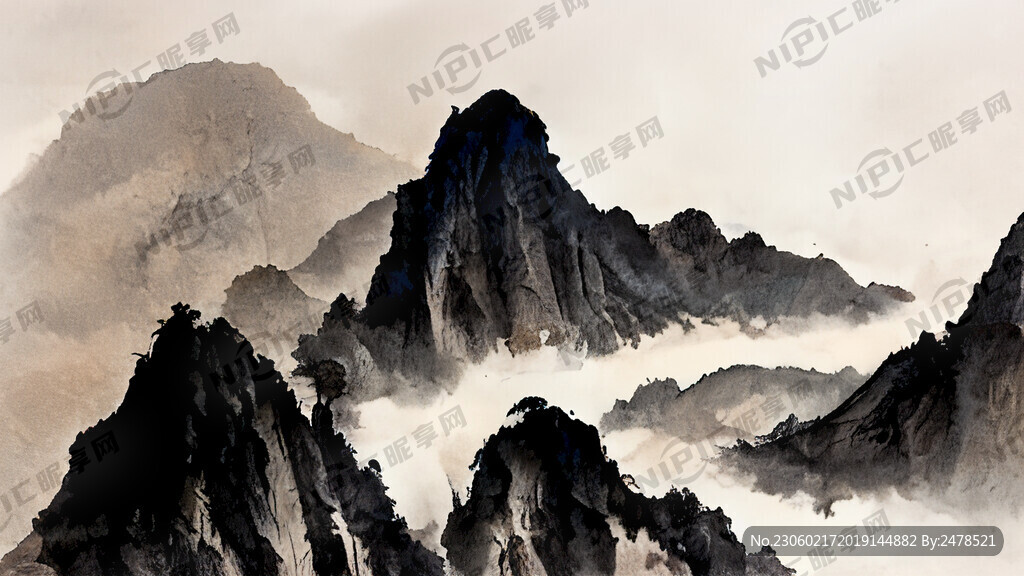 山谷 中国风 中国画 山水