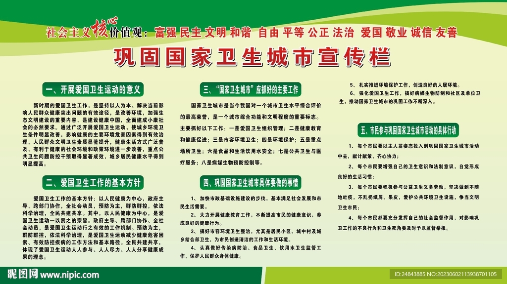 巩固国家卫生城市宣传栏